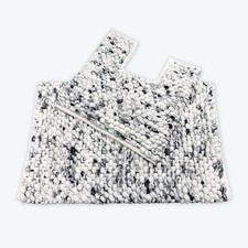 Marble Chunky Bobble Two Piece Bath & Toilet Pedestal Mat Set Non Slip Soft Rugs