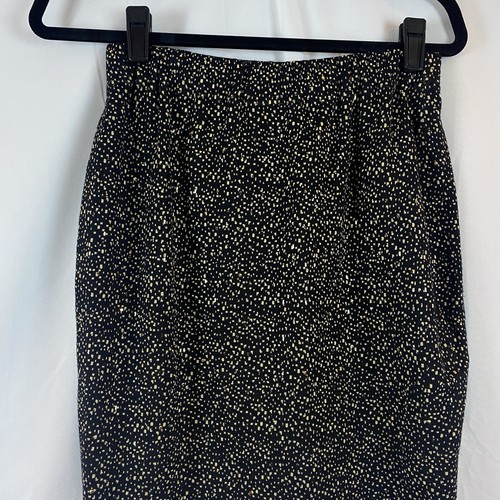 St John Evening By Marie Gray Knit Black Gold Knit Pencil Skirt Size 2 - Picture 6 of 9