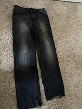 Wonder Nation Black Relaxed Fit Denim Jeans Size 16 Button Zip
