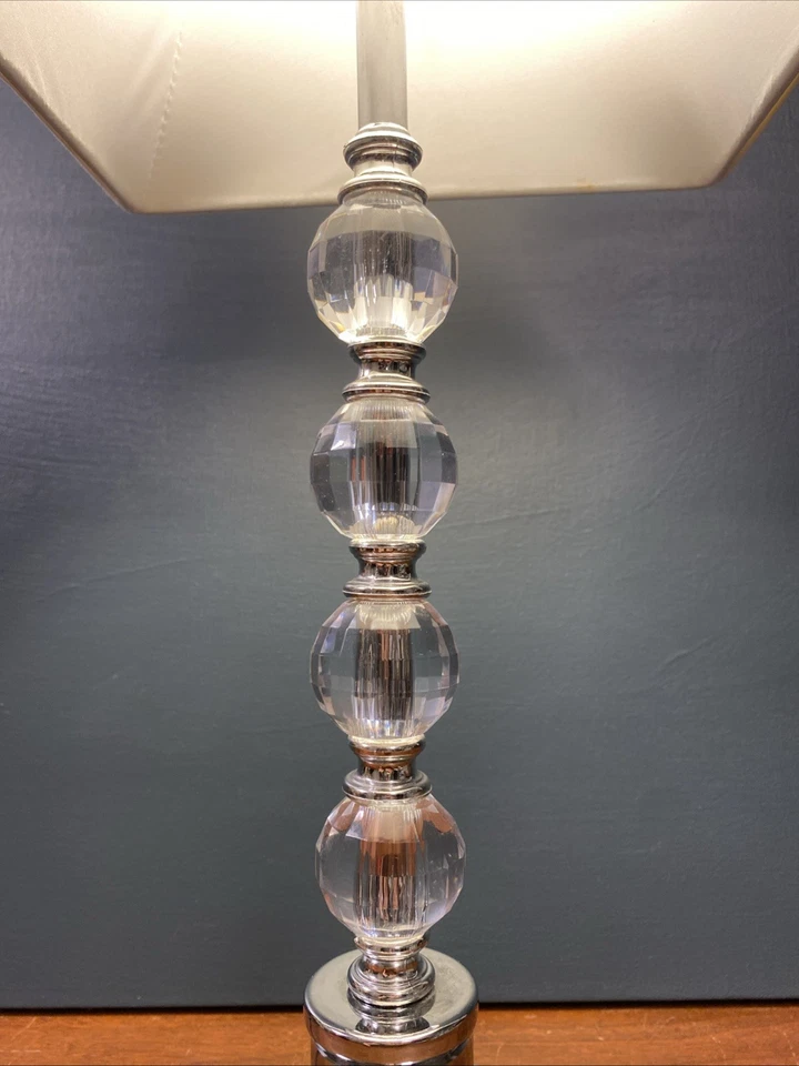 "Lámpara de mesita de noche con bolas de cristal de luz portátil Art Deco pantalla de 18"" con pantalla funciona" Foto 3 de 4