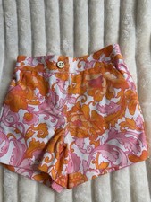 Janie and Jack Floral Orange Pink White Baby Shorts 6-12 Months 100 Cotton