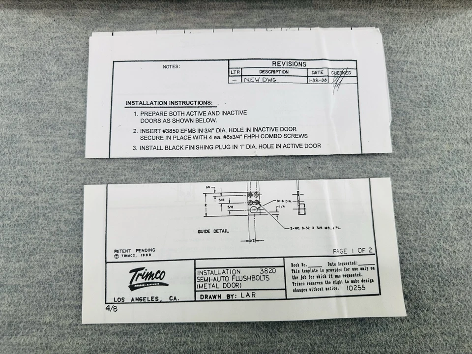 TRIMCO 3820X3850 626/630 - Par de pernos de descarga de acero inoxidable satinado DO Foto 2 de 4