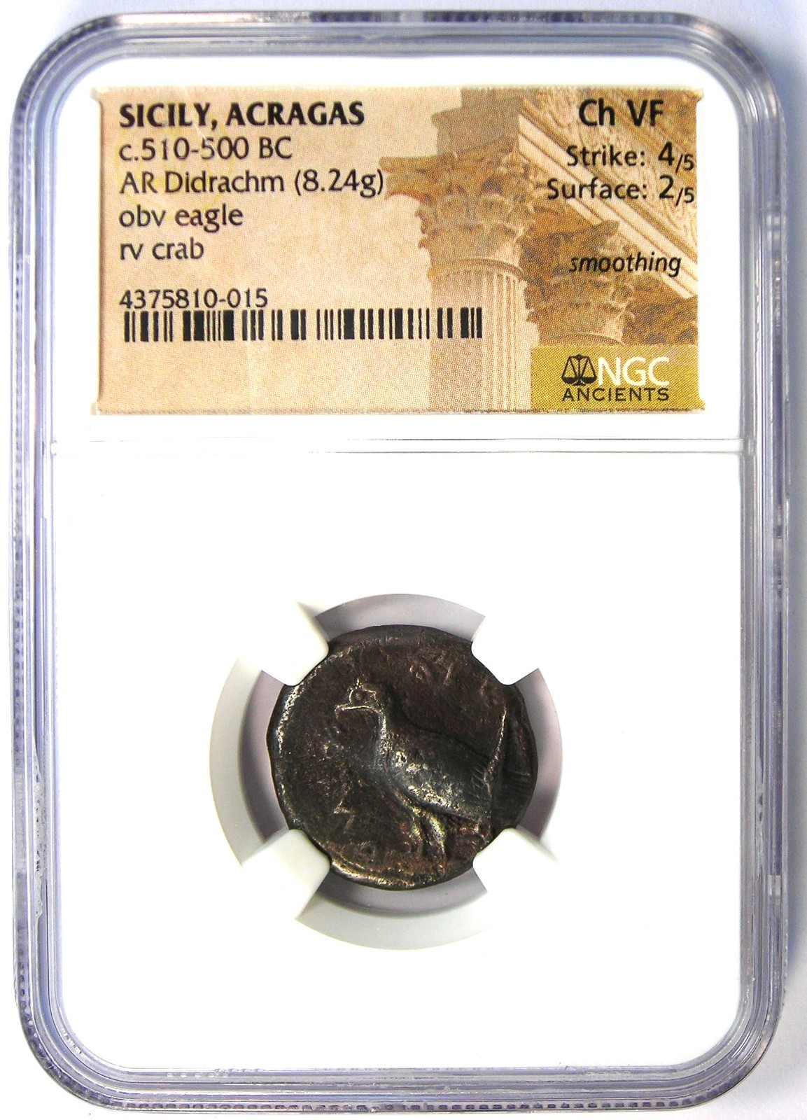 Sicily Acragas AR Didrachm Eagle Crab Akragas Coin 510-500 BC - NGC Choice VF