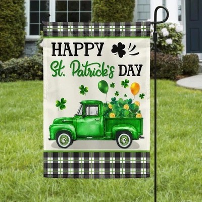 Shamrock Truck Happy St Patrick's Day Flag Graden Flag