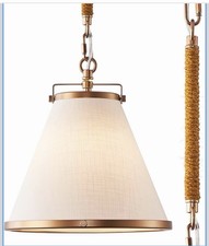 Kitchen Pendant Lighting Over Island, White Linen Pendant Light Vintage Gold