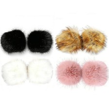 Women's Faux Fur Wrist Cuffs, Winter Artificial Fox Furry Bands Arm Warmer
