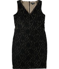 Ralph Lauren Womens Velvet Lace Sheath Dress, Black, 2