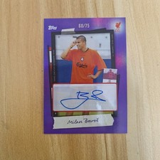 Milan Baros 2025-26 Topps Focus Liverpool Snapshot Auto Purple /75