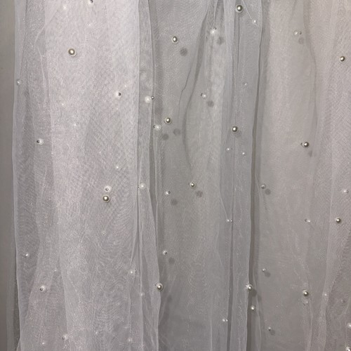 Tulle Fabric Sheer Faux Pearls Wedding Bridal White 1 yd 60 X 40”