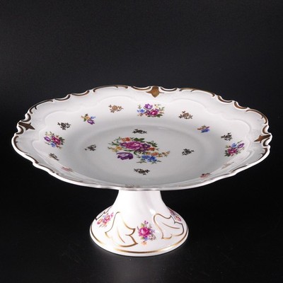 Reichenbach / Weimar Porcelain Floral Large Footed tray 2 piece Made In Germany