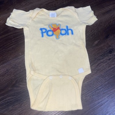 Vintage Disney Winnie The  Pooh Baby Snap One Piece Small Yellow 11-17 lbs