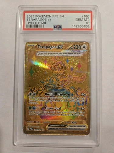 2025 POKEMON PRE EN-PRISMATIC EVOLUTIONS HYPER RARE #180 TERAPAGOS EX PSA 10