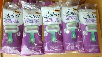 Lot of 5 Bic Soleil Sensitive Advanced Razor Women 5 Blade Aloe Moisture Strips