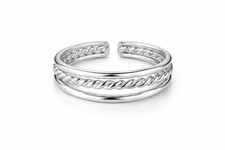 925 Sterling Silver Twist Toe Ring Adjustable Double Band Rope Design UK