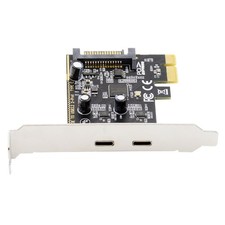 5Gbps USB3.1 Gen1 Dual Type-C USB-C Female to PCI-E Express 1x Card Black