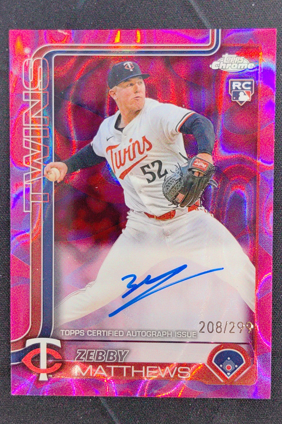 2025 Topps Chrome Zebby Matthews Rookie Auto RC Magenta Lava /299 #RA-ZM Twins