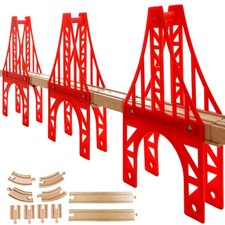 Wooden Train Bridges, 3 Suspension Bridge, Wooden Train Track , Wood Train Tr...