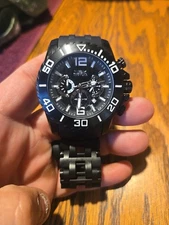 Invicta Men's Sea Spider Chrono Black Polyurethane and IP SS Black Dial