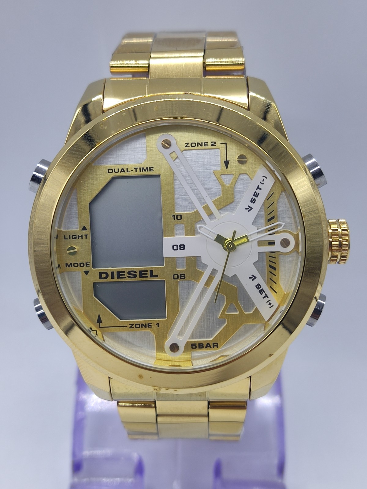 Amazing Diesel 5 Bar Analog & Digital Silver Dial Men's Wrist Watch