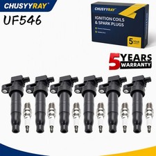 6 Ignition Coil  Iridium Spark Plug Fits For Hyundai Santa Fe Kia Sorento UF546