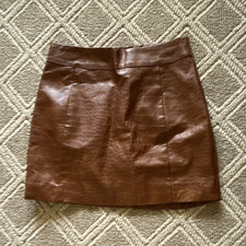 Forever 21 Brown Croc-Embossed Faux Leather Mini Skirt Zip Closure Small New