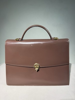 Vintage Celine Women's Brown Leather Top Handle Bag Gold Hardware