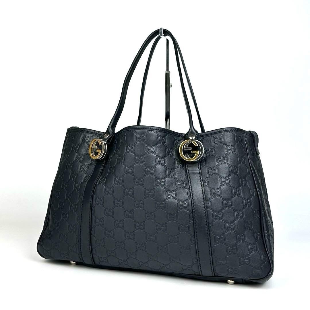 GUCCI GG Tote Bag Leather Shima Black Authentic G0806834
