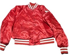 Vtg Budweiser Jacket Mens XL Red Satin Bomber Made USA 90s  Check Size In Photo