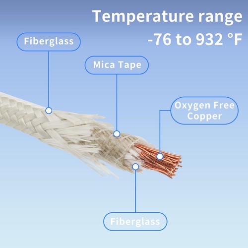 KToyeang 14 Gauge High Temperature Wire 50Ft, -76-932 ℉ 14 AWG Mica Fiberglass - Picture 2 of 7