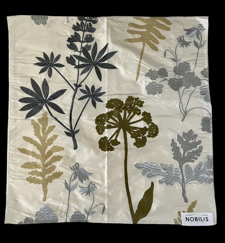 NOBILIS Ludivine Silk Embroidered Samples. Blue, Taupe & Ivory 17”. 6 Avail. - Picture 5 of 9