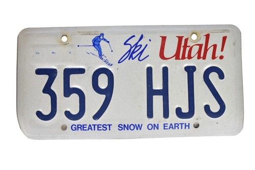 Utah License Plate Ski Greatest Snow On Earth359 HJS (Pair) - Picture 3 of 4