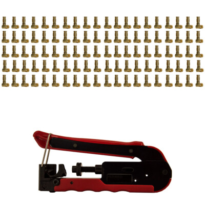 100x PremiumX XCon G1-90 Kompressionsstecker Winkelstecker + Kompressionszange 