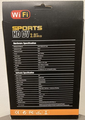 SPORTS HD DV Action Camera WiFi 2.0 LCD Screen Full HD 1080P Waterproof NEW - Picture 2 of 3