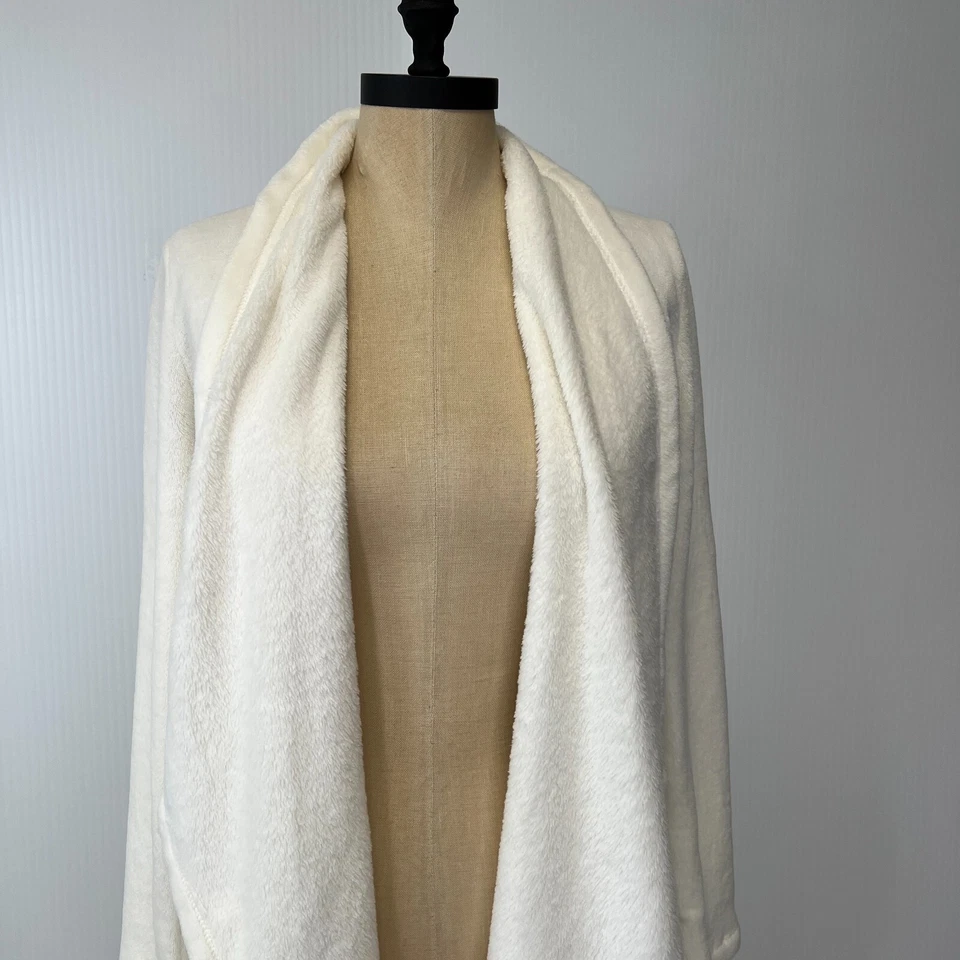 Nautica Robe Women Medium Ivory Long Sleeve Open Front Collar Lounge Core No - Image 3 of 4