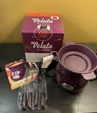 Scentsy Velata Fun Fondue Aubergine (Purple) Warmer With Forks