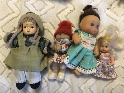 Vintage Lot  of 4 Tiny Baby Dolls 3  - 5  Adorable Little Dolls