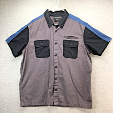 HARLEY-DAVIDSON mechanic type button-down shirt XL gray black blue Embroidered