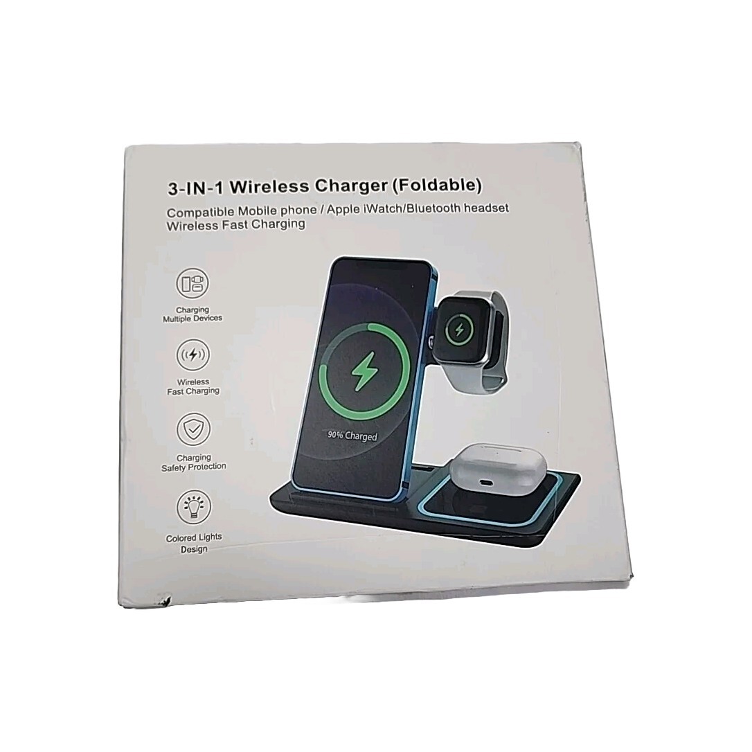 3-in-1 Wireless Charger-Foldable for Mobile Phone/Apple Watc