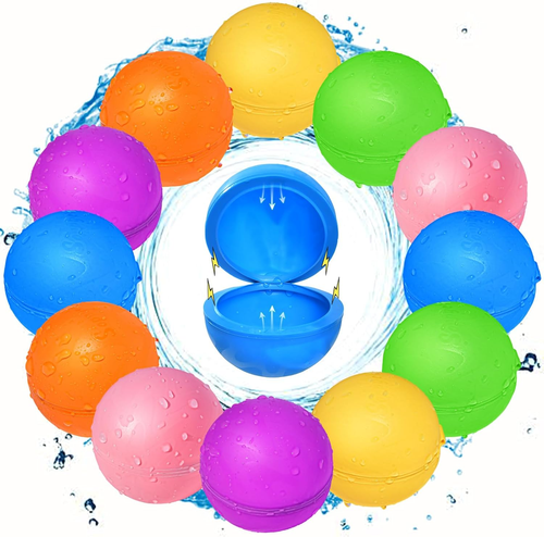 12Pcs Reusable Water Balloons, Pool Toys for Boys and Girls, Beach Outdoor Activ