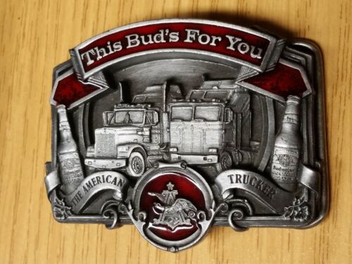 GÜRTELSCHNALLE BELT BUCKLE BUDWEISER THIS BUD'S FOR YOU THE AMERICAN TRUCKER