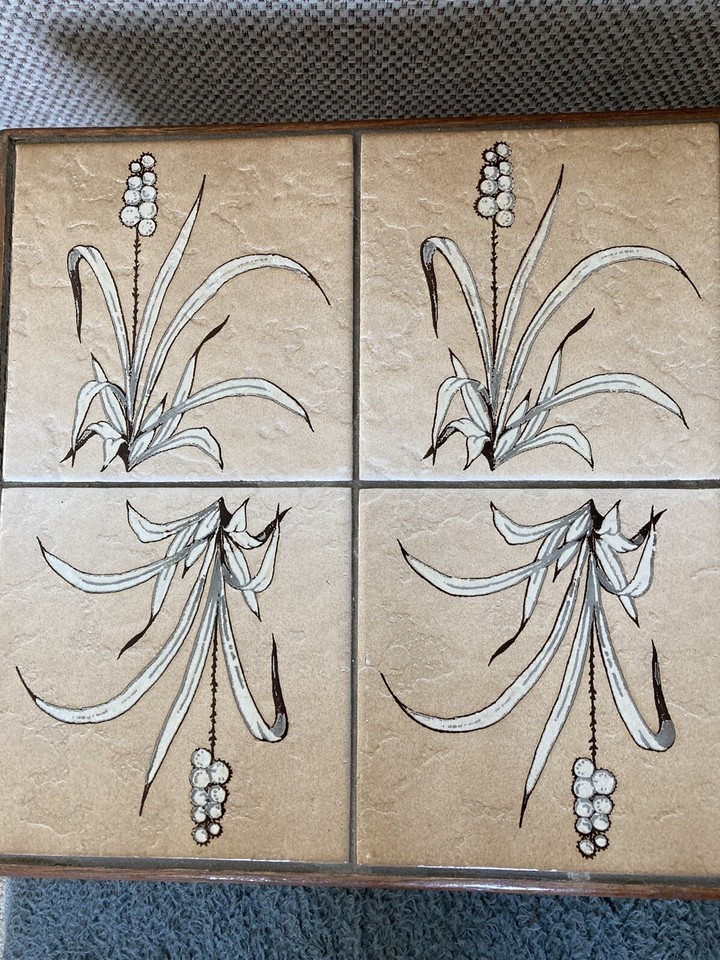 Vintage Retro Small Low Side/Coffee/Plant Table with Ceramic Tiled Top