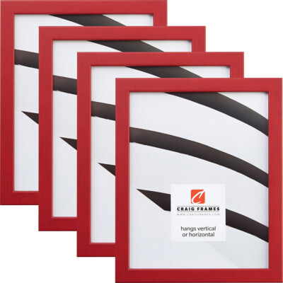 Craig Frames Colori 75, 0.75 Inch Wide Modern Red Picture Frame 4-Pack