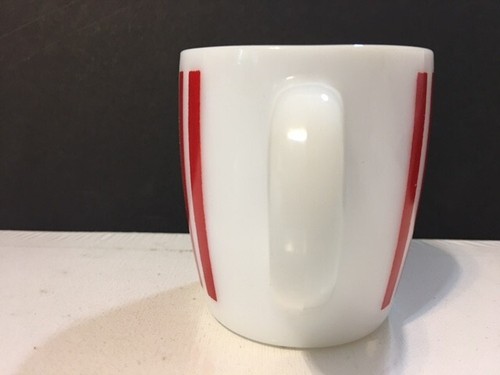 Hazel Atlas Red Candy Stripe 1950's Art Deco C-Handled Coffee Mug Soda Fountain - Picture 6 of 7