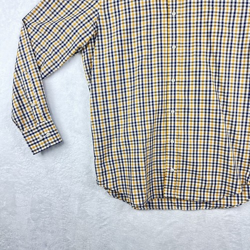 Camisa McCulleys Highlands NC con botones para hombre L dorada marrón blanca a cuadros nueva sin etiquetas - Imagen 4 de 14