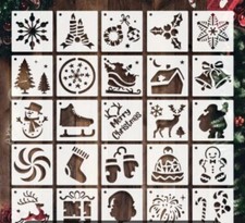 25pcs Christmas Theme Painting Stencils DIY Art Crafts Drawing Template