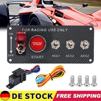 Carbon Fiber12V Racing Car Engine Ignition Switch Panel Start Push Button Toggle