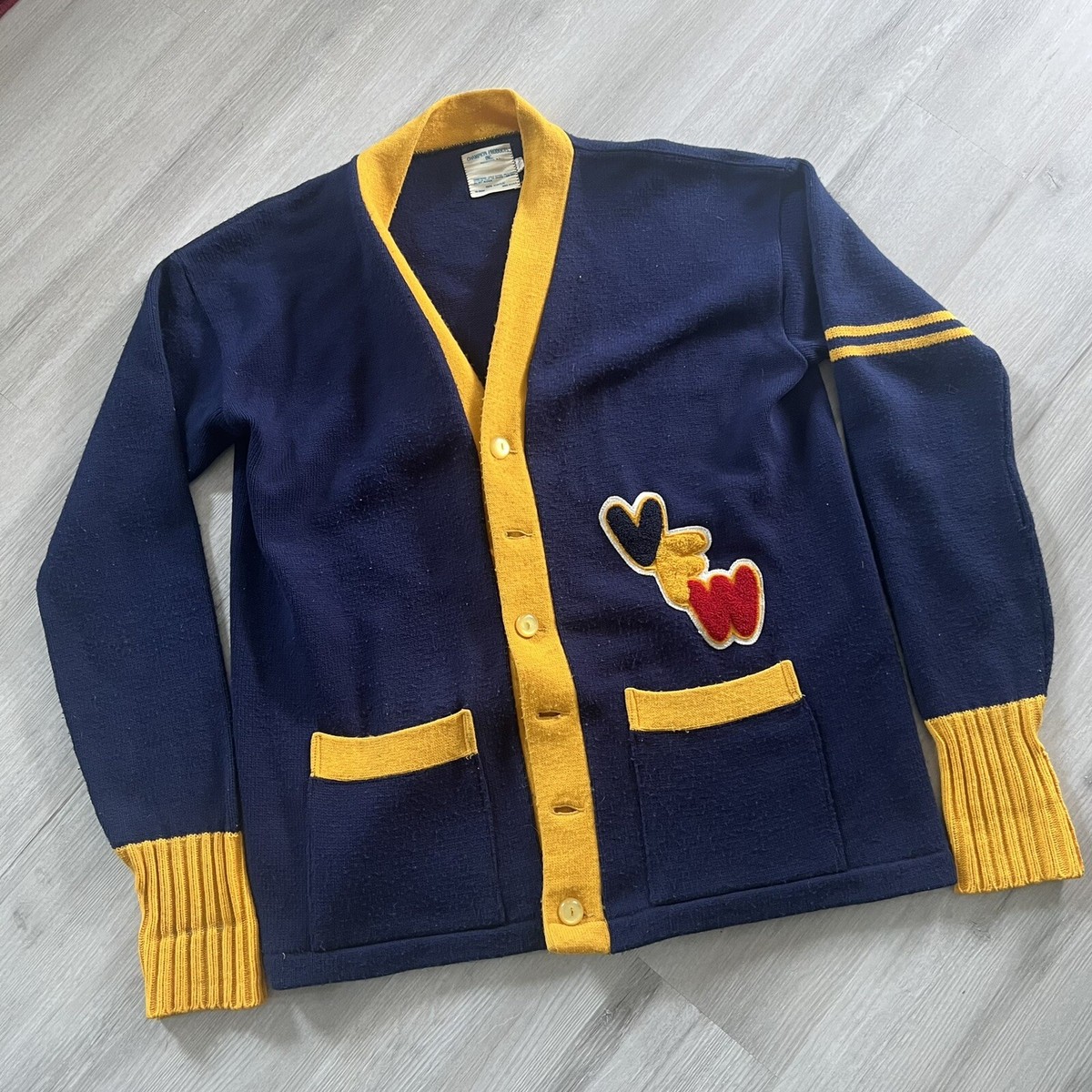 トップス 60s lettered cardigan Vintage 60s Albion Knit Wool Letterman Sweater 