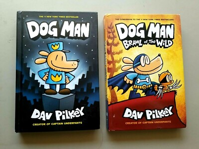 2 Dog Man books, Dog Man and Dog Man Brawl of The Wild, Hardback