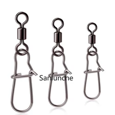 100PC Fishing Rolling Barrel Swivel with Duo-Lock Snap Connector Tackle 24-104lb