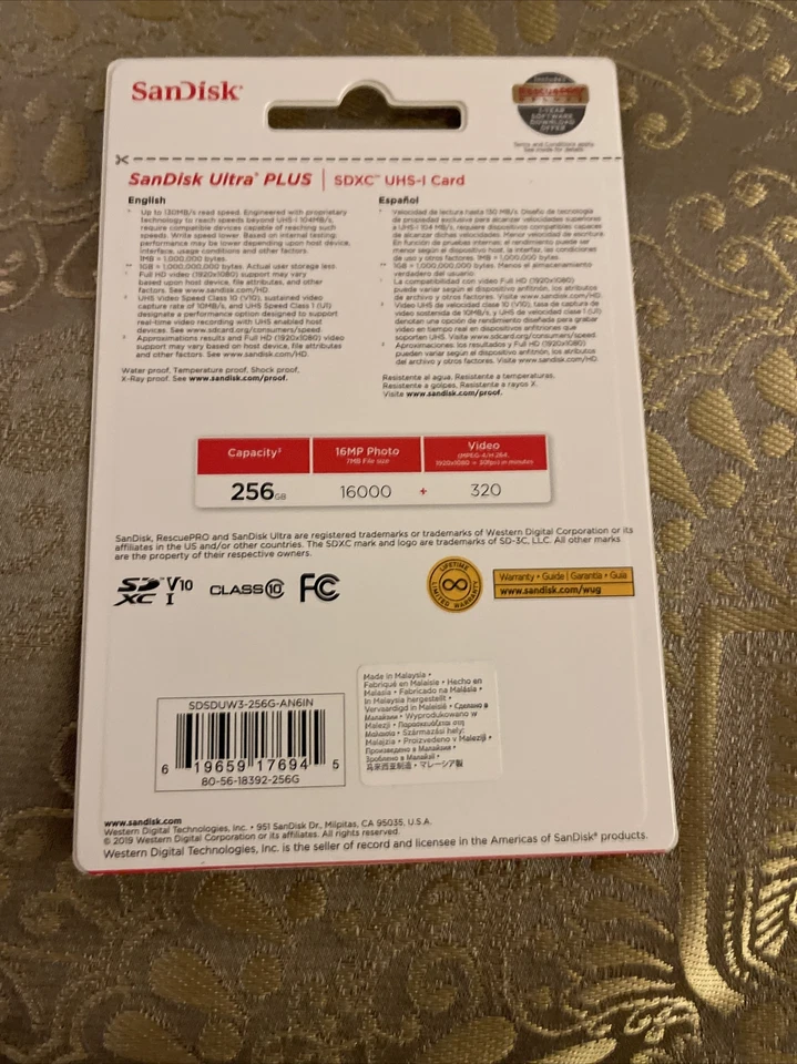 SanDisk 256 GB Ultra Plus SDXC UHS-1 speed up to 130 MB/s Memory Card - Image 2 of 3